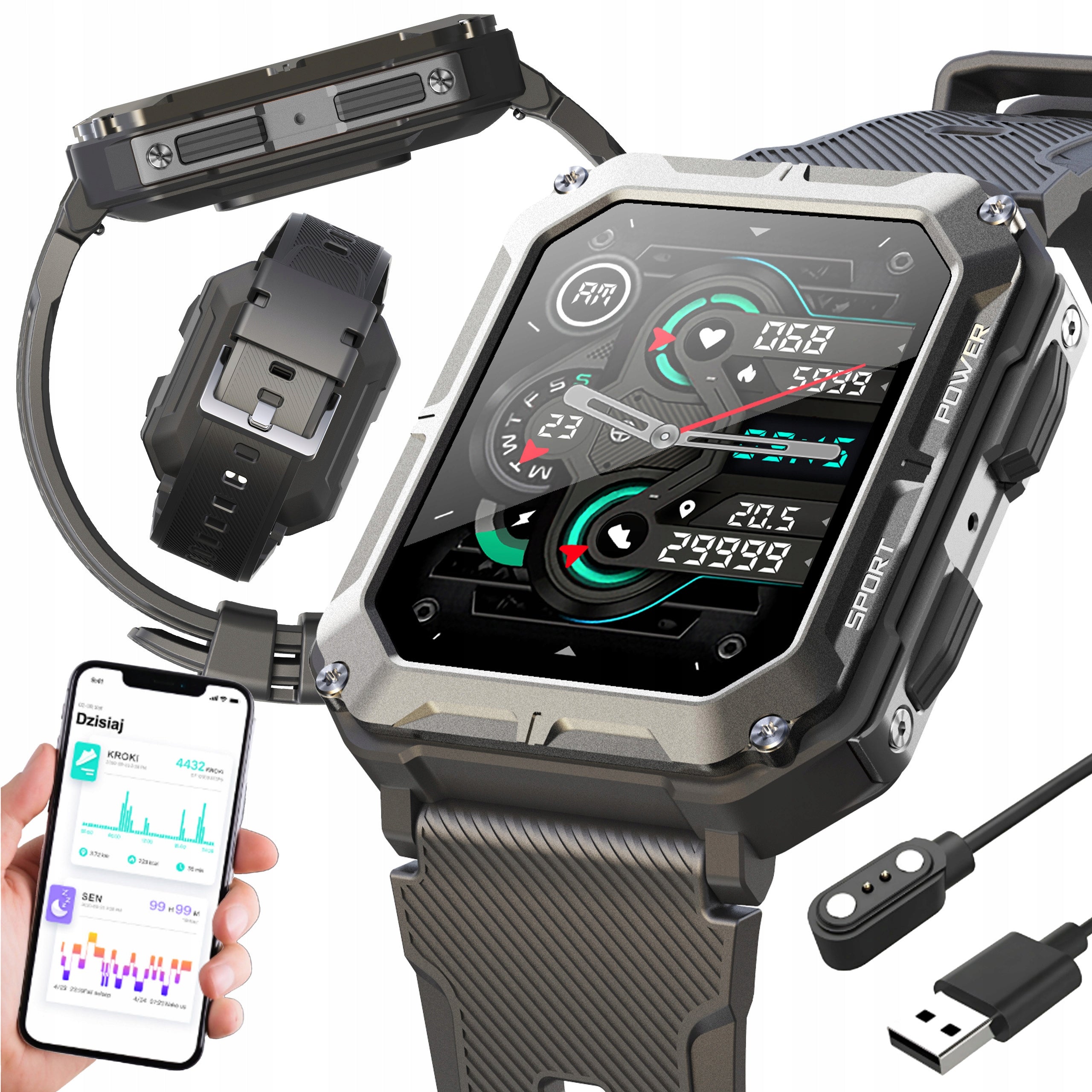 WATCH ARMORED SMARTWATCH MILITARY FROST-RESISTANT PL MENU FOIL FREEBIE