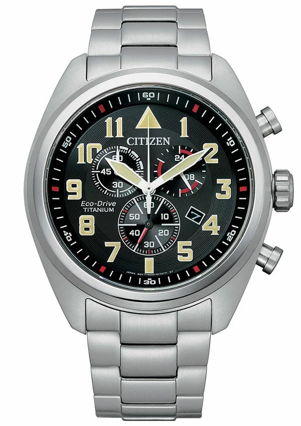 WATCH CITIZEN ECO DRIVE AT2480-81E SUPER TITANIUM MILITARY CHRONO + BOX Brand Citizen