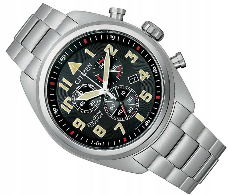 WATCH CITIZEN ECO DRIVE AT2480-81E SUPER TITANIUM MILITARY CHRONO + BOX