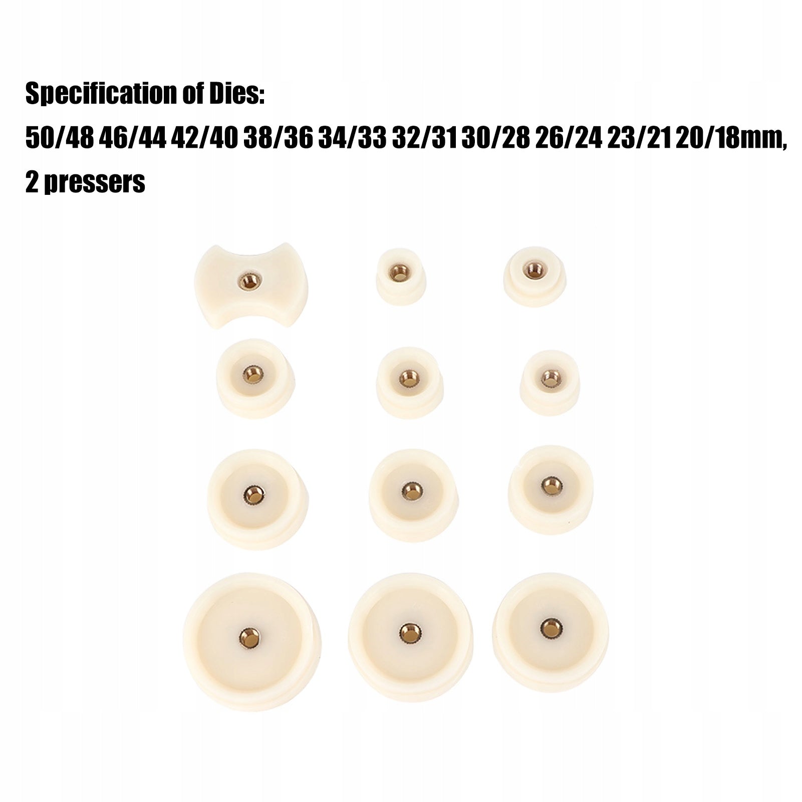 WATCH PRESS FOR WATCHES SET + PRESSURE PLATES 18-50mm Number of items in the set 13