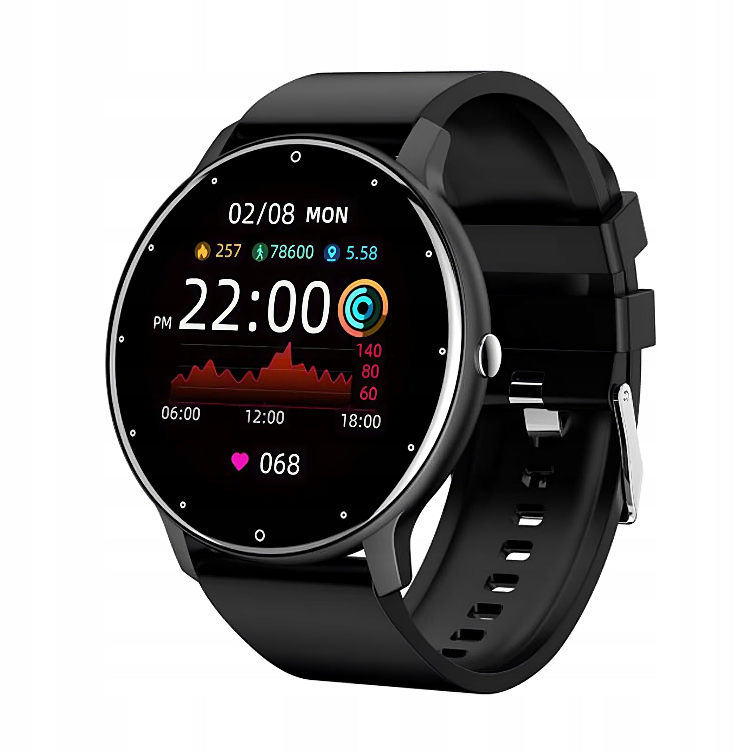 WATCH SMARTWATCH BLOOD PRESSURE MONITOR PEDOMETER EKG TALK IOS ANDROID PL Dial color black