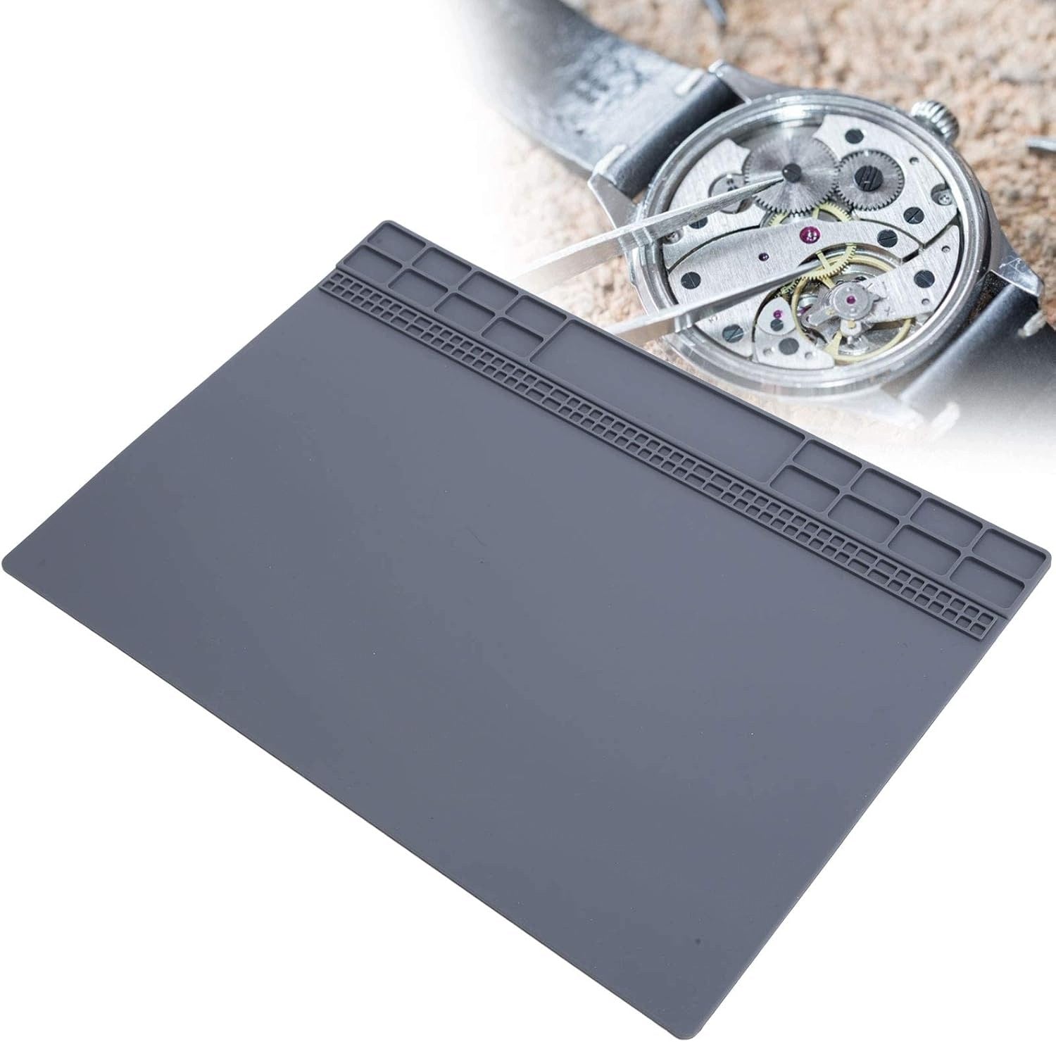 WATCHMAKING MAT RUBBER NON-SLIP GREY WATCH REPAIR