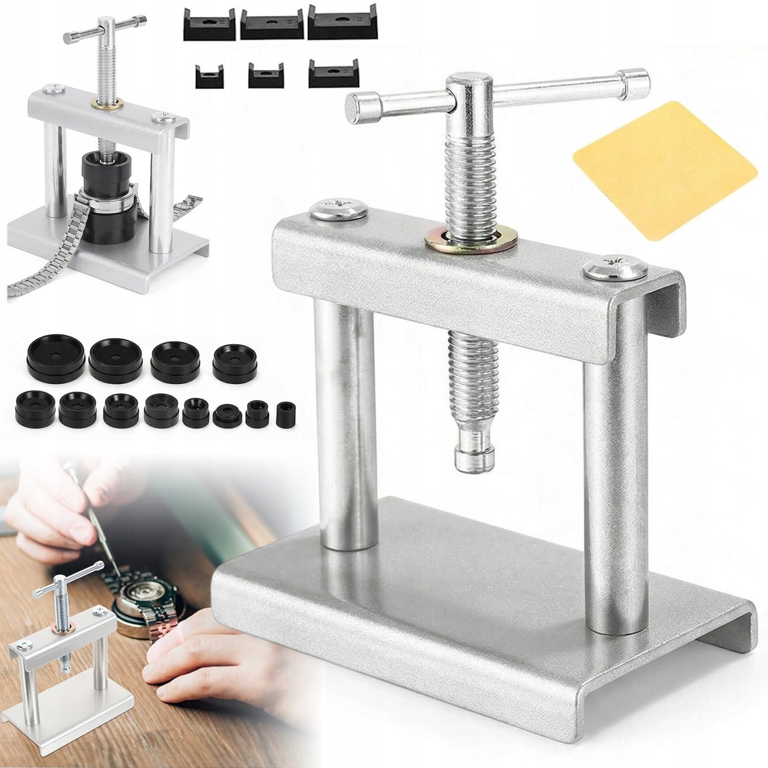 WATCHMAKING PRESS FOR WATCHES SET + PRESSURE PLATES 17-48mm