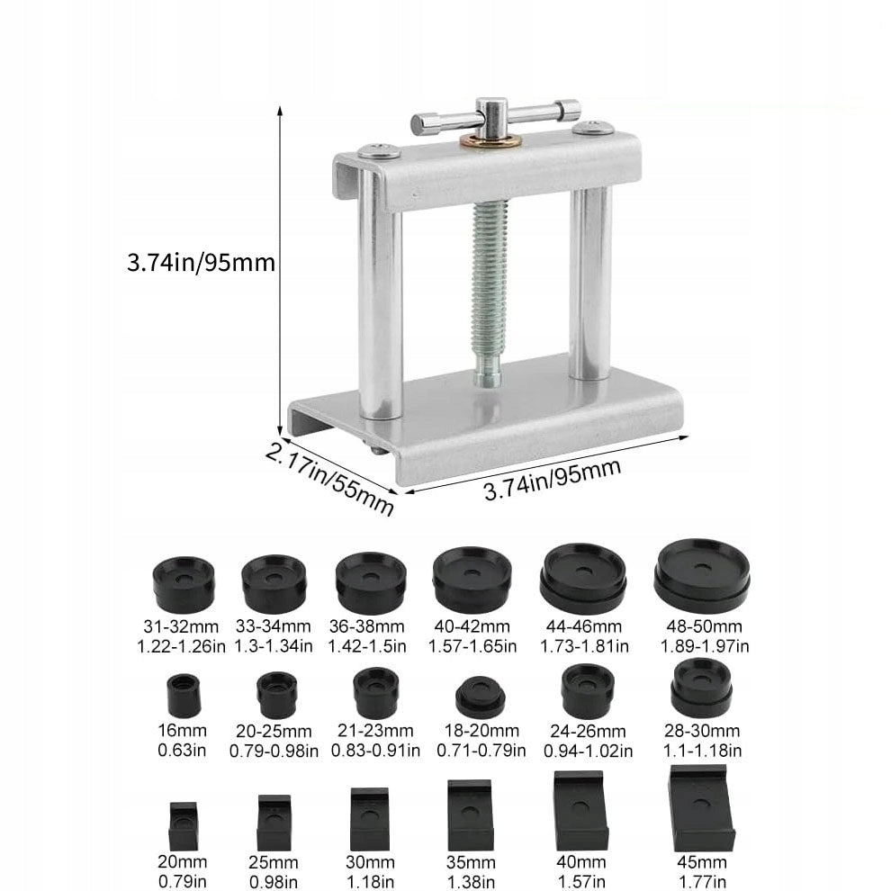 WATCHMAKING PRESS FOR WATCHES WITH PRESSURE PLATES AND 18 FORMS Brand no brand