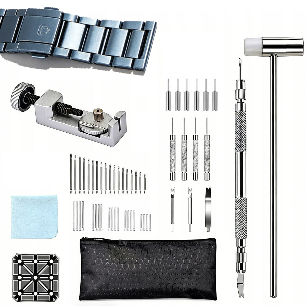 WATCHMAKING SET 128 ELEMENTS STRAP BRACELET SHORTENING TOOL