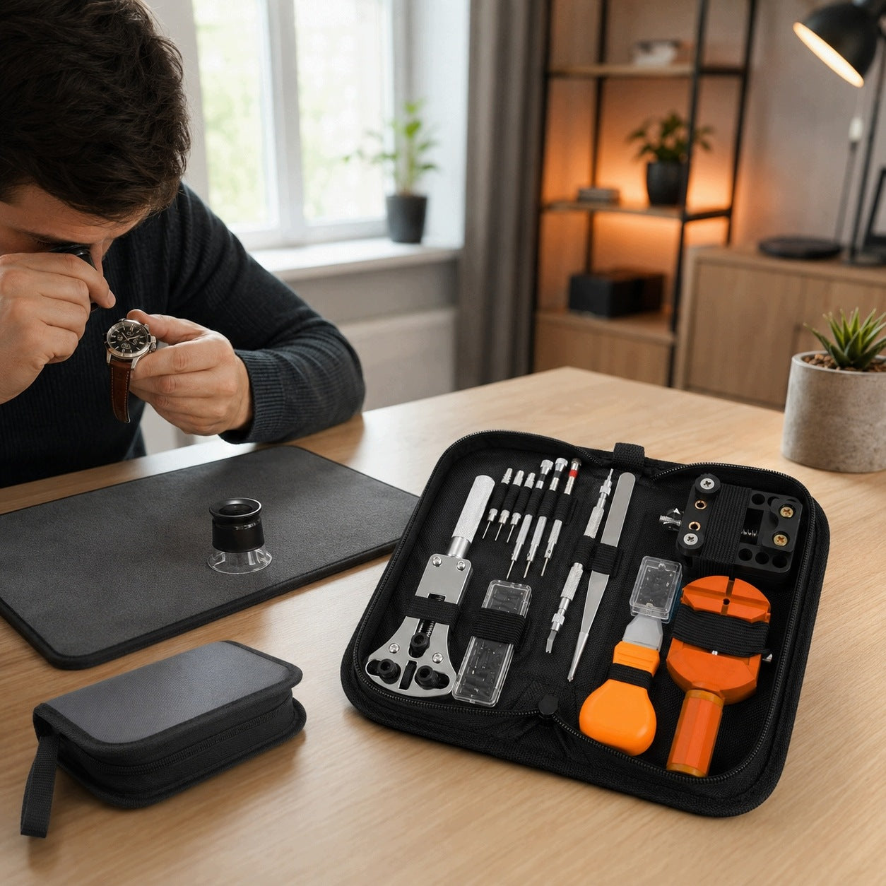 WATCHMAKING TOOL KIT FOR REPAIRING WATCHES 13 ELEMENTS CASE Manufacturer code SERWIS BRANSOLET DEKLI TELESKOPÓW