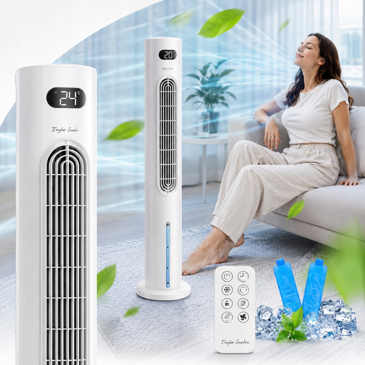 WATER AIR CONDITIONER COLUMN FAN LED REMOTE CONTROL 6L COOLING WHITE TIMER