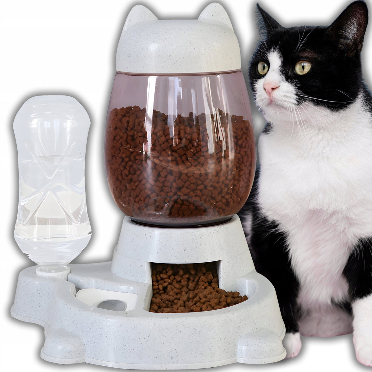 WATER AND FOOD FEEDER AUTOMATIC CAT AND DOG BOWL DISPENSER 2IN1 DRINKER