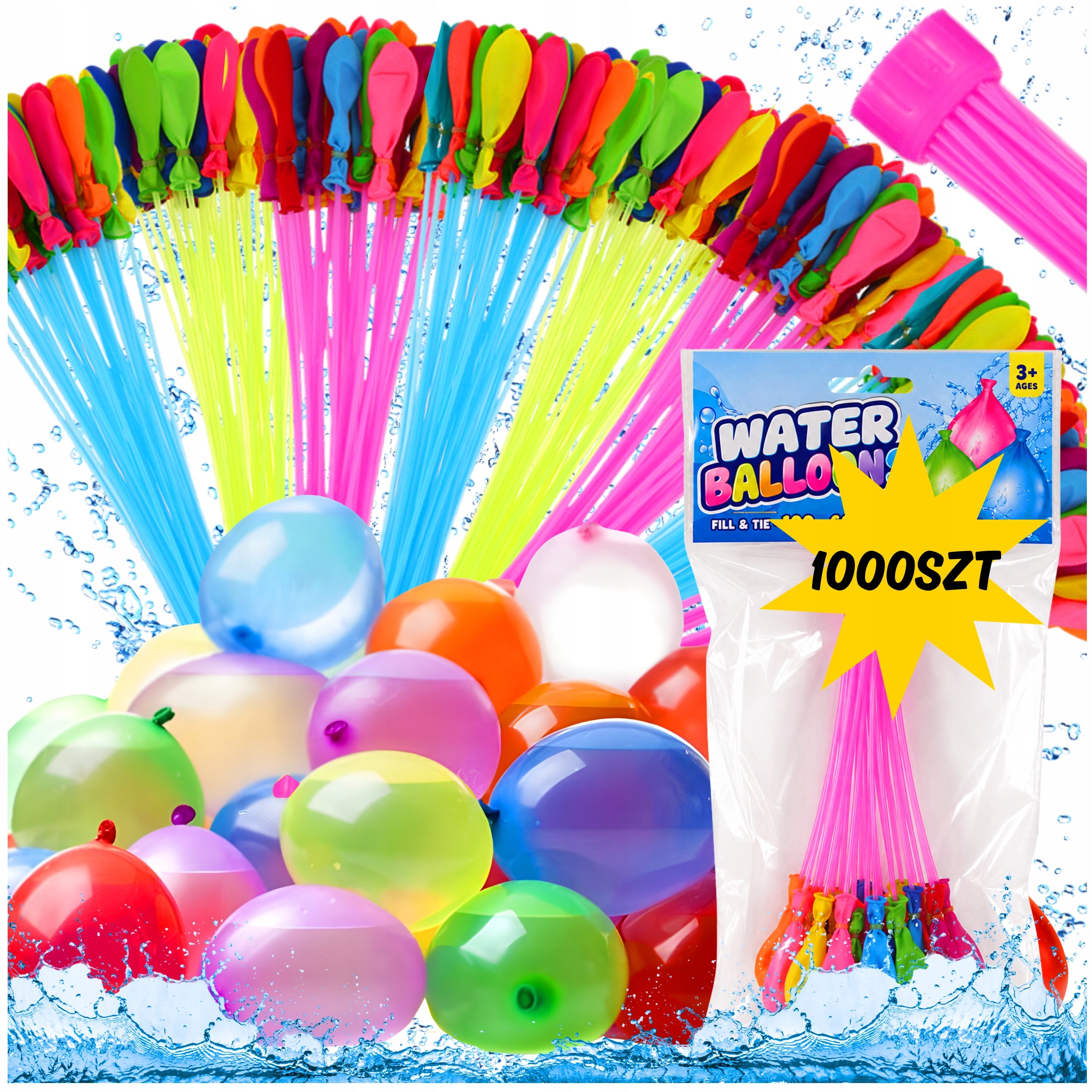 WATER BALLOONS SET OF 1000PCS SELF-CLOSING WATER BOMBS AUTOMATIC+THREAD
