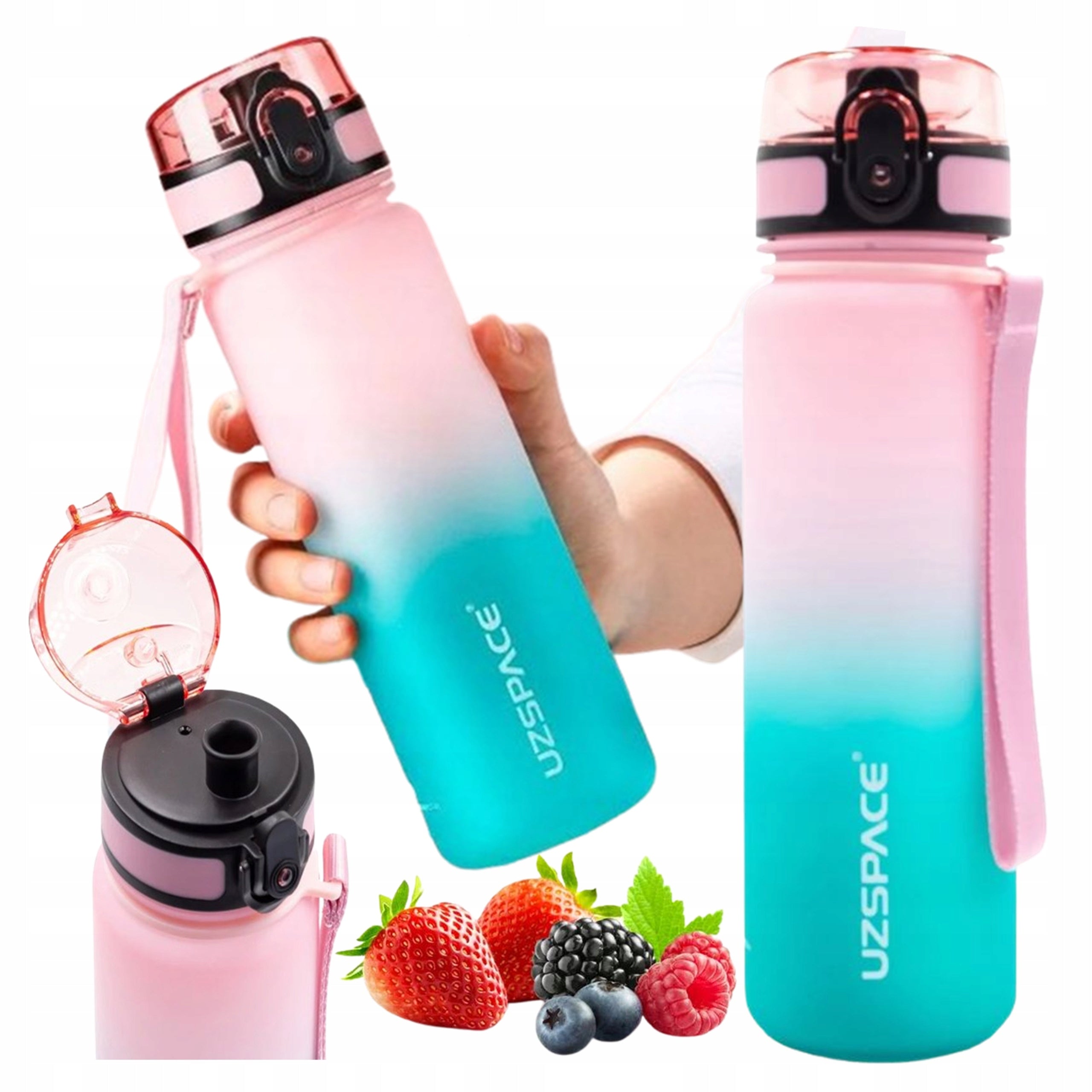 WATER BOTTLE 0,5 L FOR COCKTAIL GYMS WITH MOTIVATIONAL SCALE Manufacturer code UZ-2912