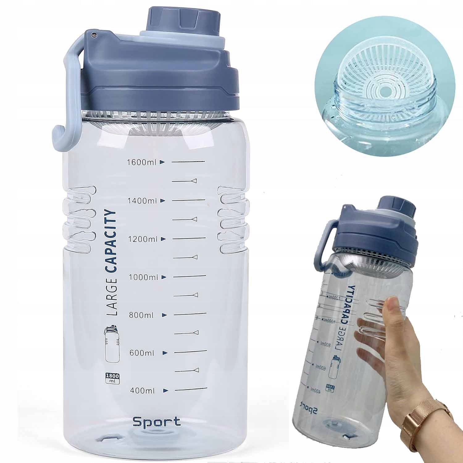 WATER BOTTLE 1.5L WATER BOTTLE WITH MEASURING CUP FOR GYM SEALED BPA FREE