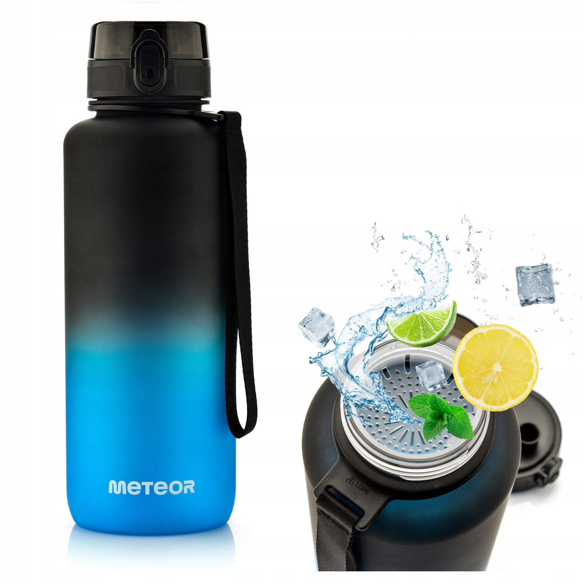 WATER BOTTLE 1500ml TRITAN WITH STRAINER MOUTHPIECE HANDLE BPAfree