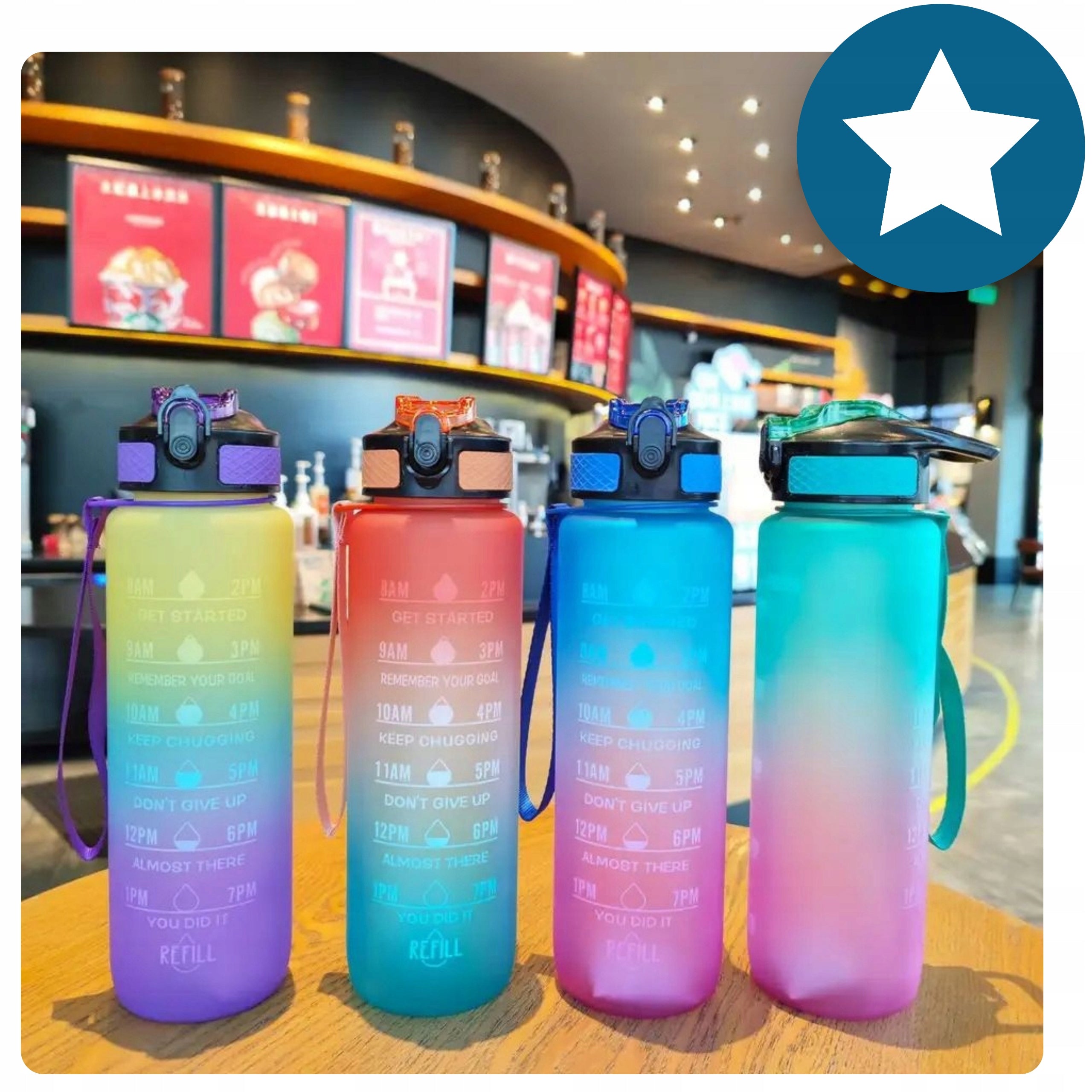 WATER BOTTLE 1L WITH SHAKER MOUTHPIECE MOTIVATIONAL MEASURING CUP SPORT FITNESS Manufacturer code 00024497