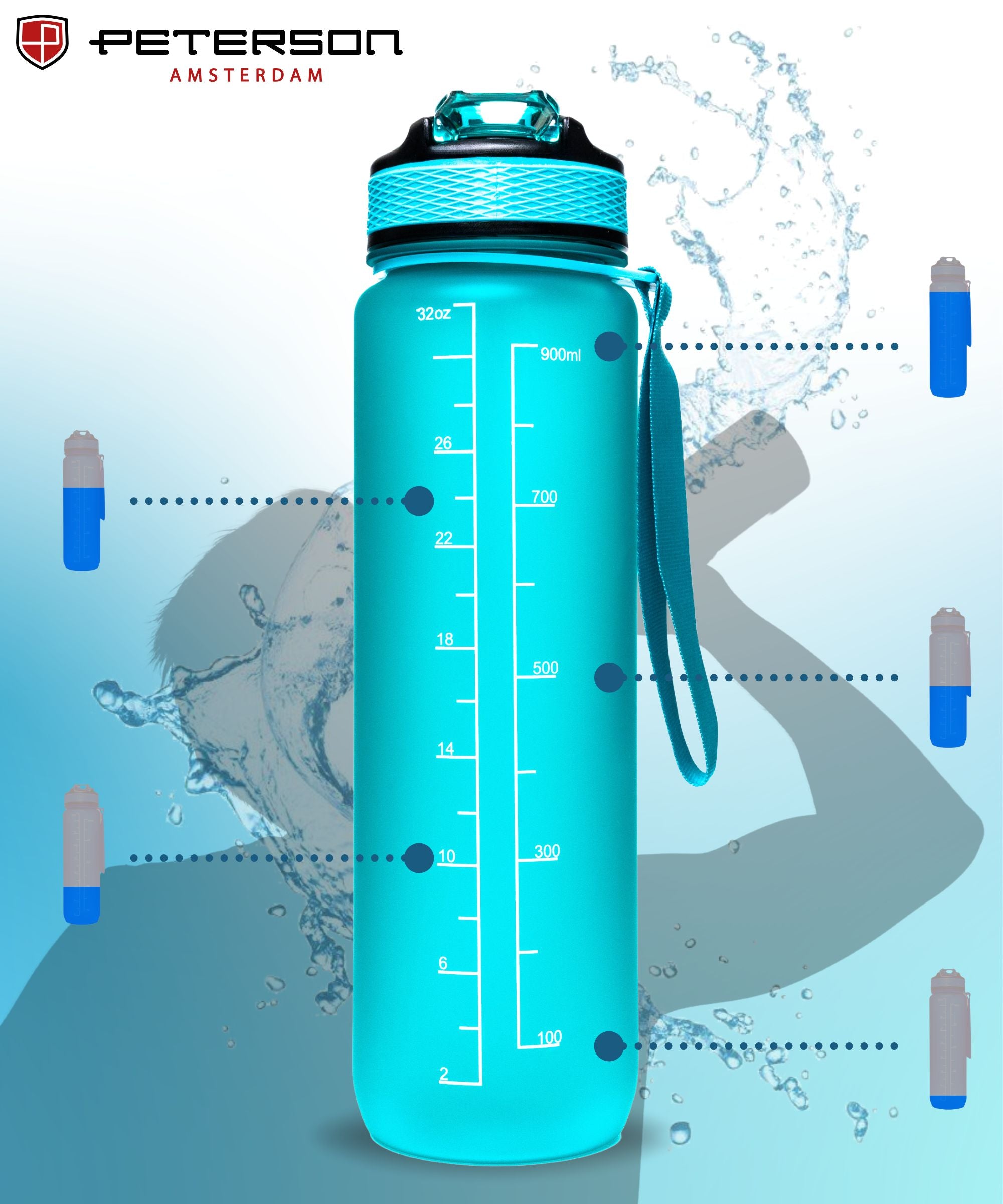 WATER BOTTLE 1L WITHOUT BPA SPORTS SEALED WITH GRADUATION Manufacturer code Butelka na wodę bidon 1L HY-8014