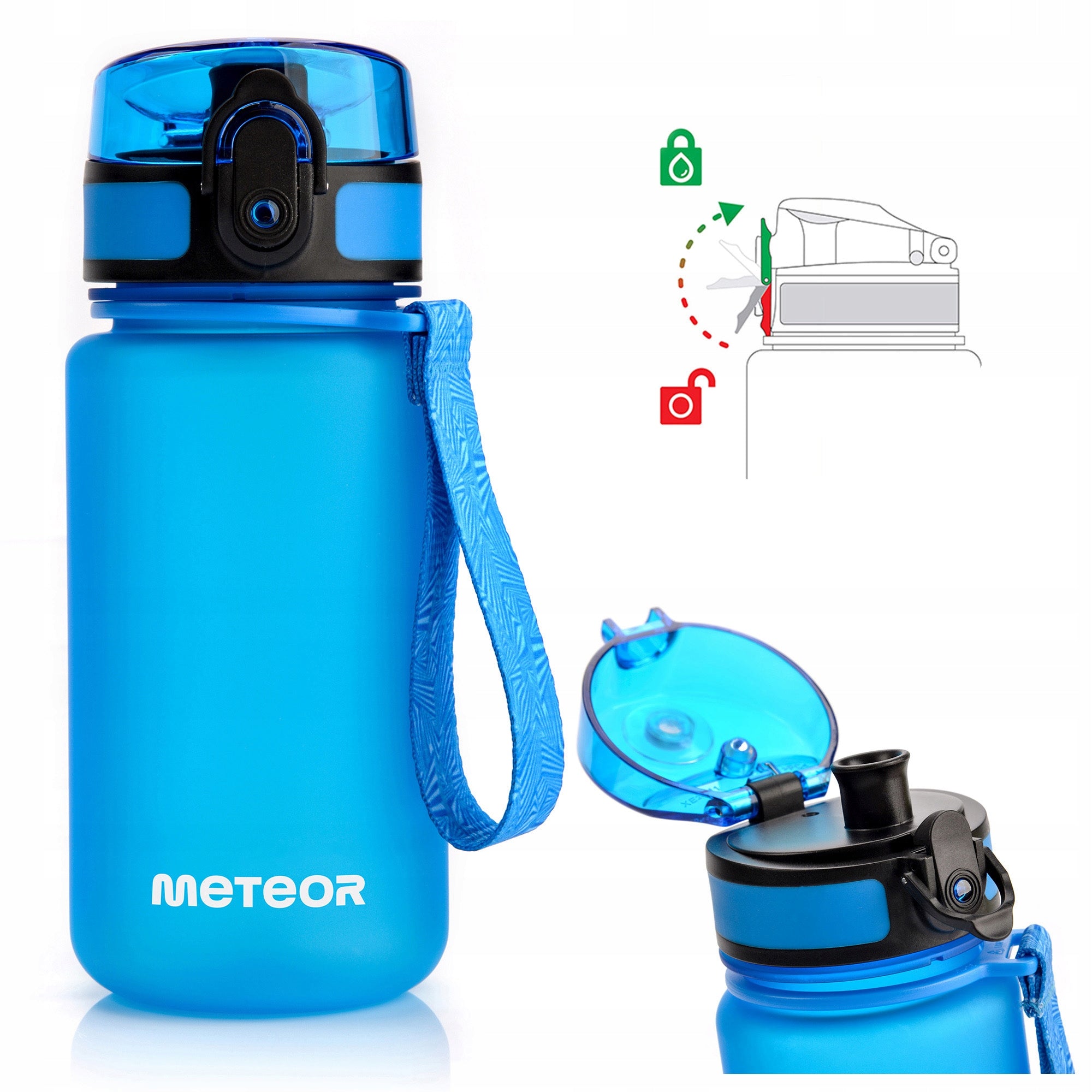 WATER BOTTLE 350ml TRITAN WITH STRAINER MOUTHPIECE HANDLE BPAfree