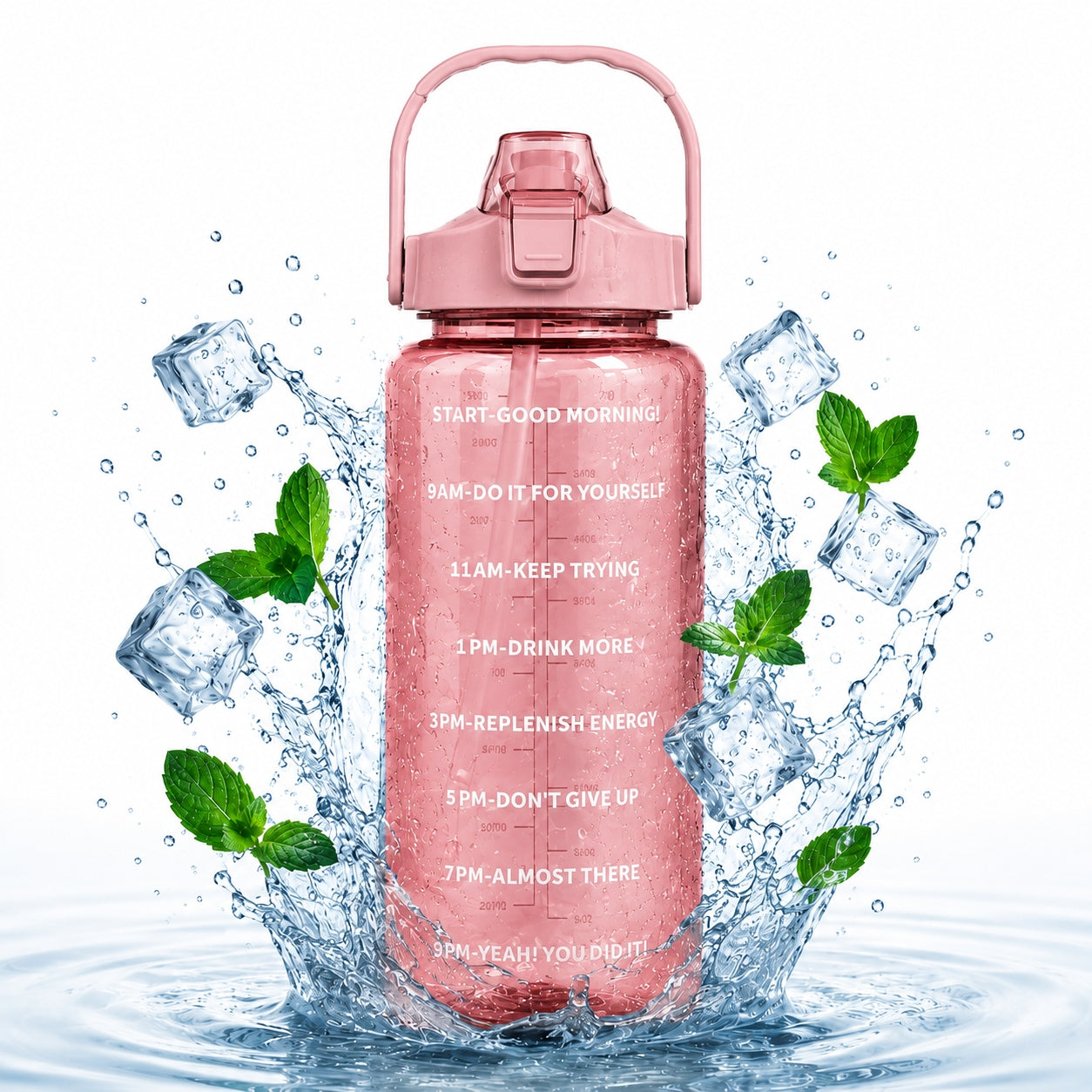 WATER BOTTLE 3x Motivational Bottle Set 2L 900ml 300ml Gym Straw Model bidon motywacyjny