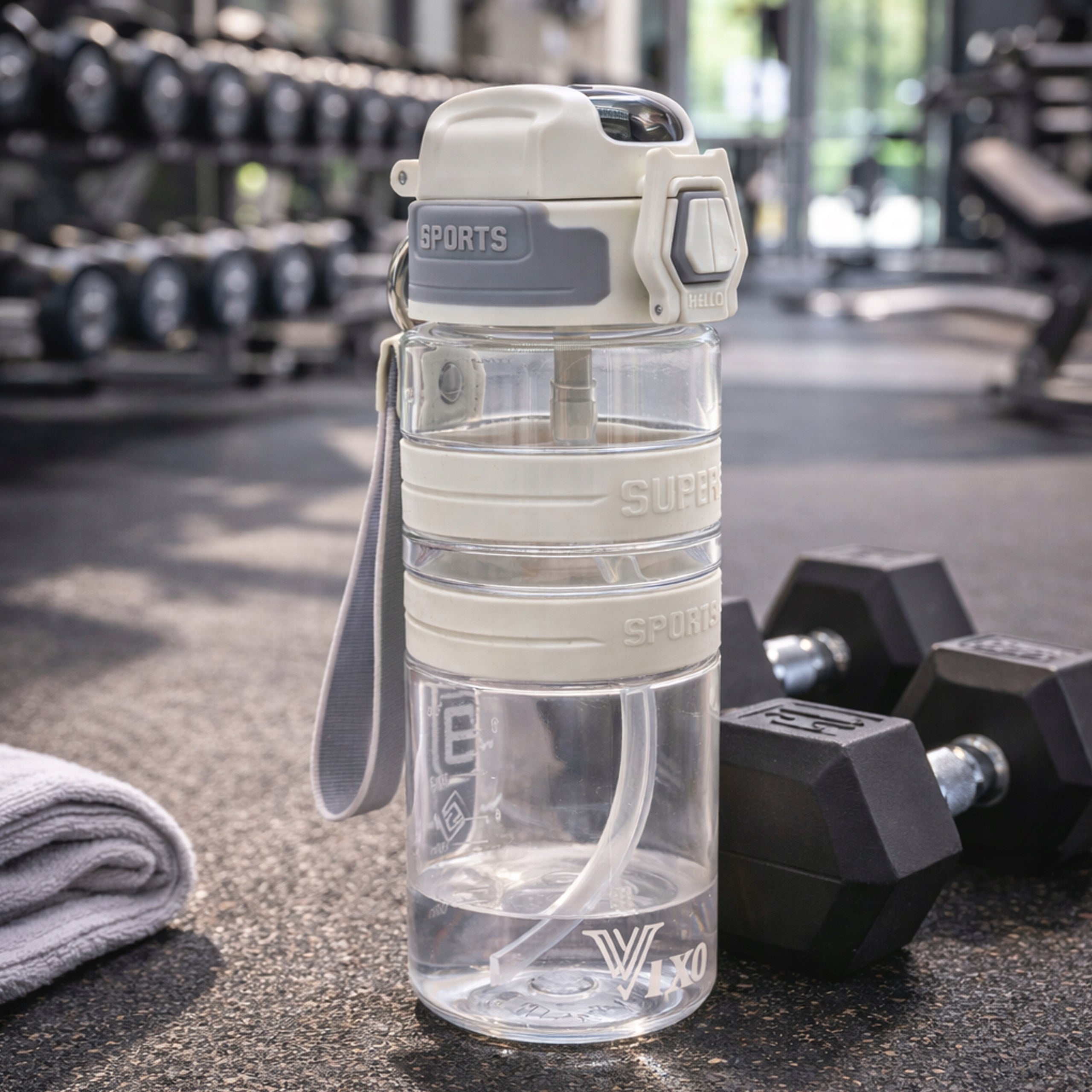 WATER BOTTLE 500ML TRITAN SEALED WITH SPORTS MEASURING CUP BPA FREE VIXO Packaging status original