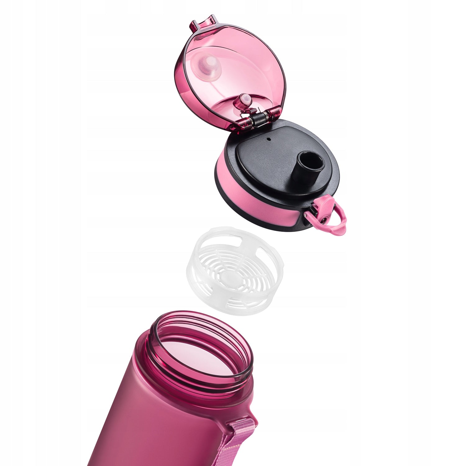 WATER BOTTLE 500ml TRITAN BURGUNDY SPORTS WITH STRAINER AND GRADUATION Manufacturer code ME-02BY