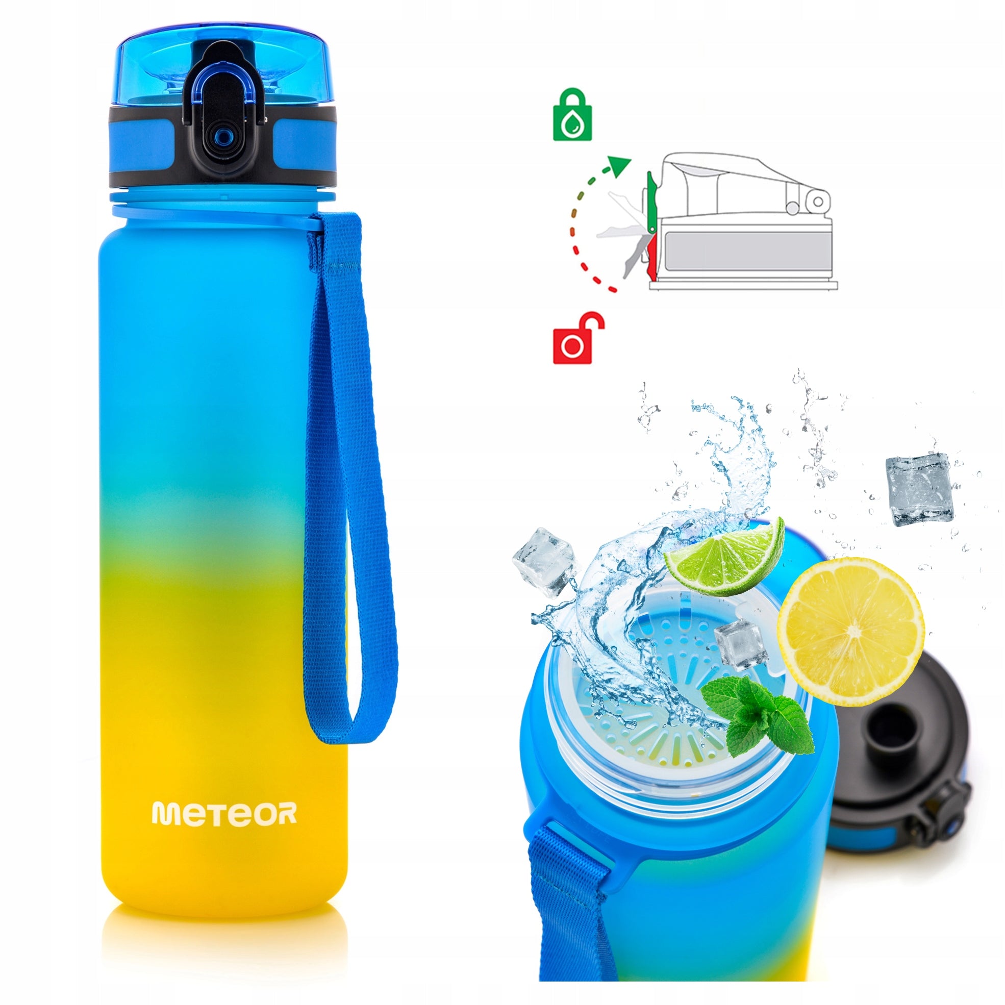 WATER BOTTLE 500ml TRITAN WITH STRAINER MOUTHPIECE HANDLE BPAfree Packaging status original