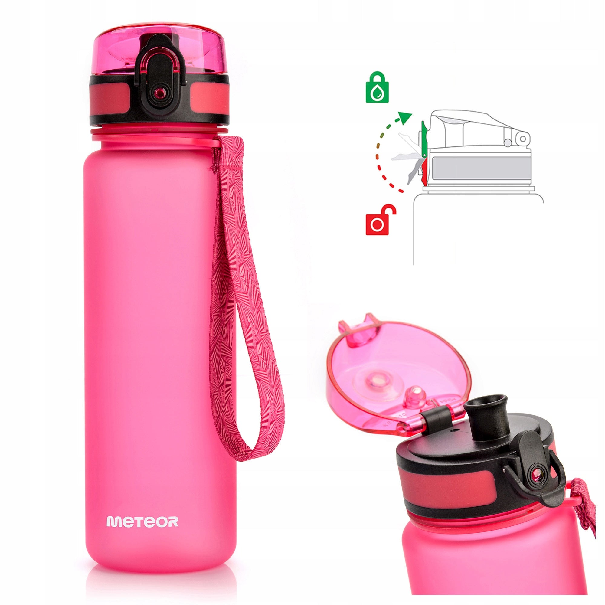 WATER BOTTLE 500ml TRITAN WITH STRAINER MOUTHPIECE HANDLE BPAfree