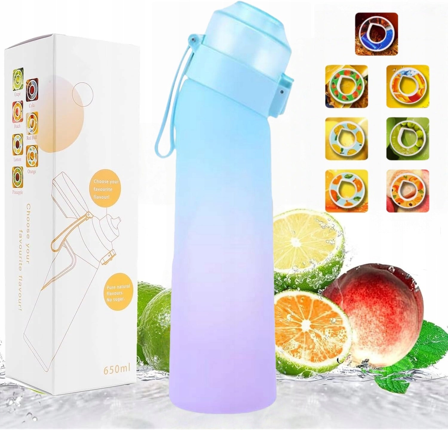 WATER BOTTLE 650ML GRADIENT PURPLE SPICE WATER BOTTLE -7PCS
