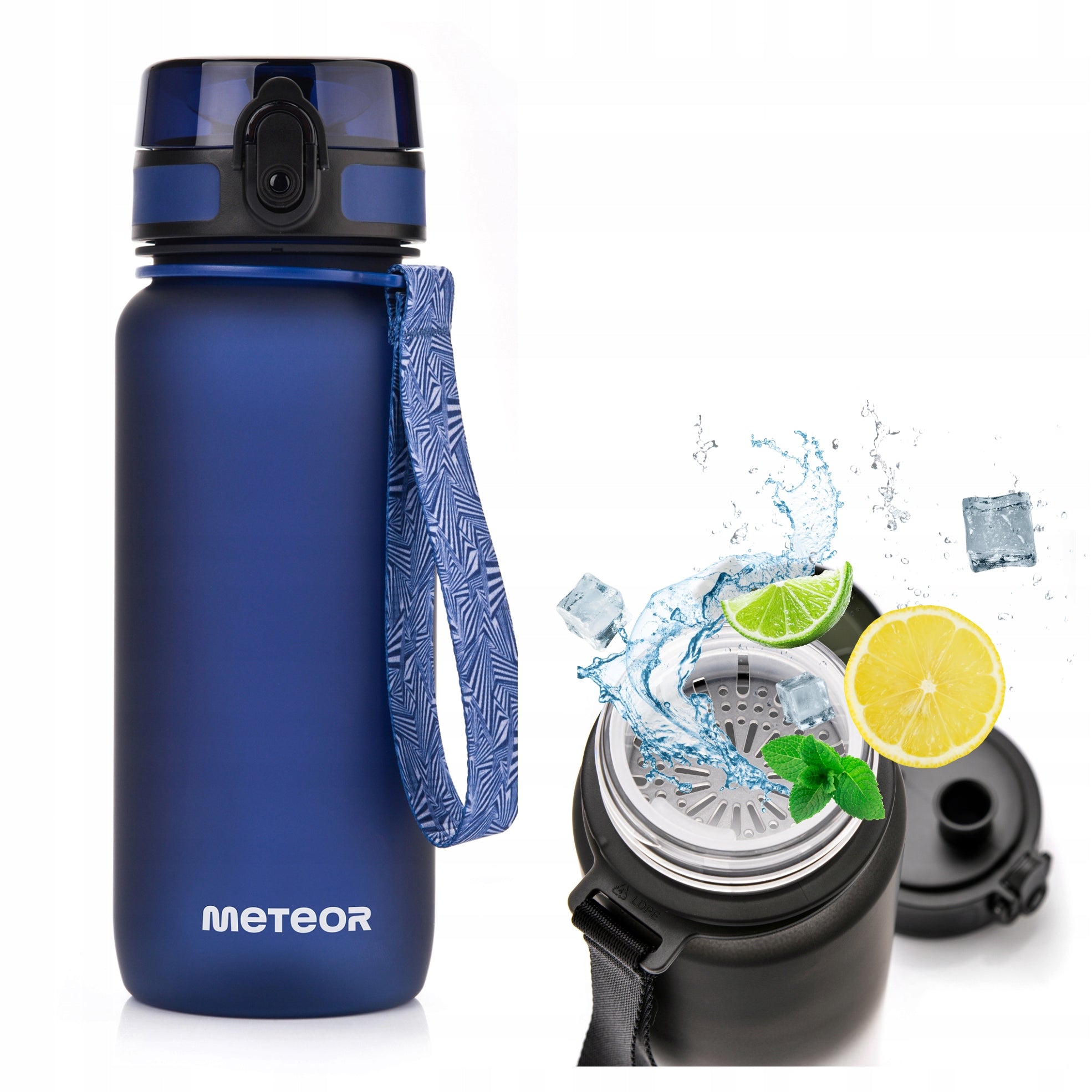 WATER BOTTLE 650ml TRITAN WITH STRAINER MOUTHPIECE HANDLE BPAfree