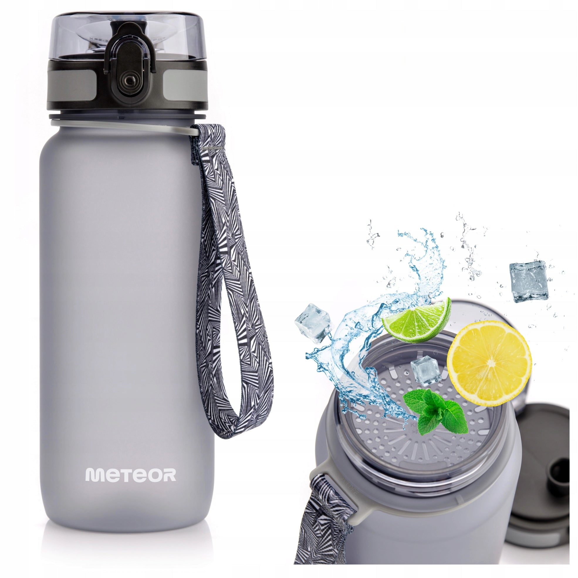 WATER BOTTLE 650ml TRITAN WITH STRAINER MOUTHPIECE HANDLE BPAfree