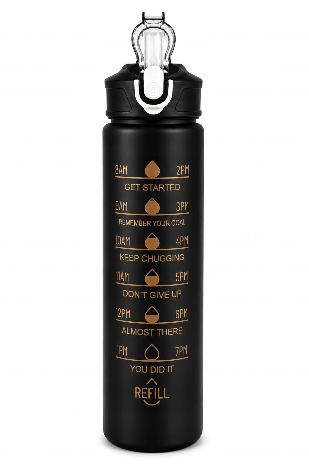 WATER BOTTLE 750 ML WATER BOTTLE WITH MEASURING CUP BLACK Brand no brand
