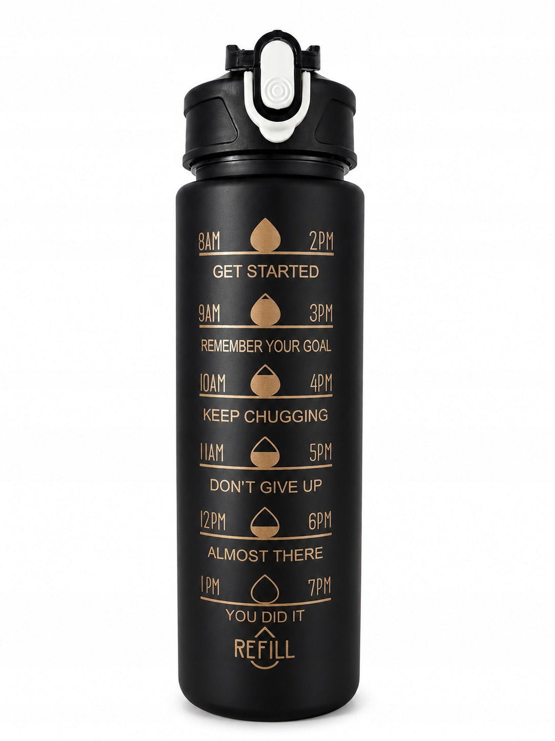 WATER BOTTLE 750 ML WATER BOTTLE WITH MEASURING CUP BLACK