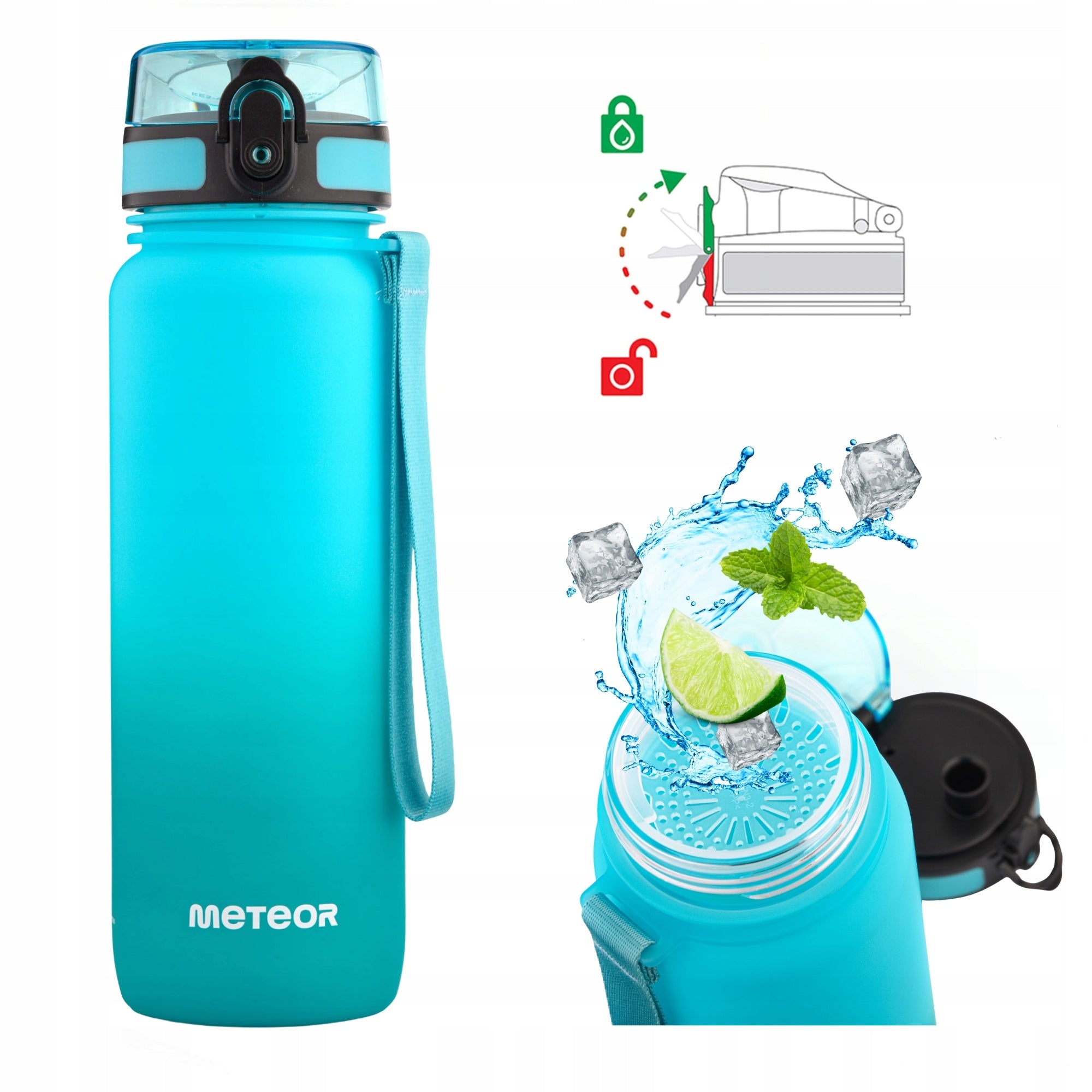 WATER BOTTLE 800ml TRITAN WITH STRAINER MOUTHPIECE HANDLE BPAfree Packaging status original