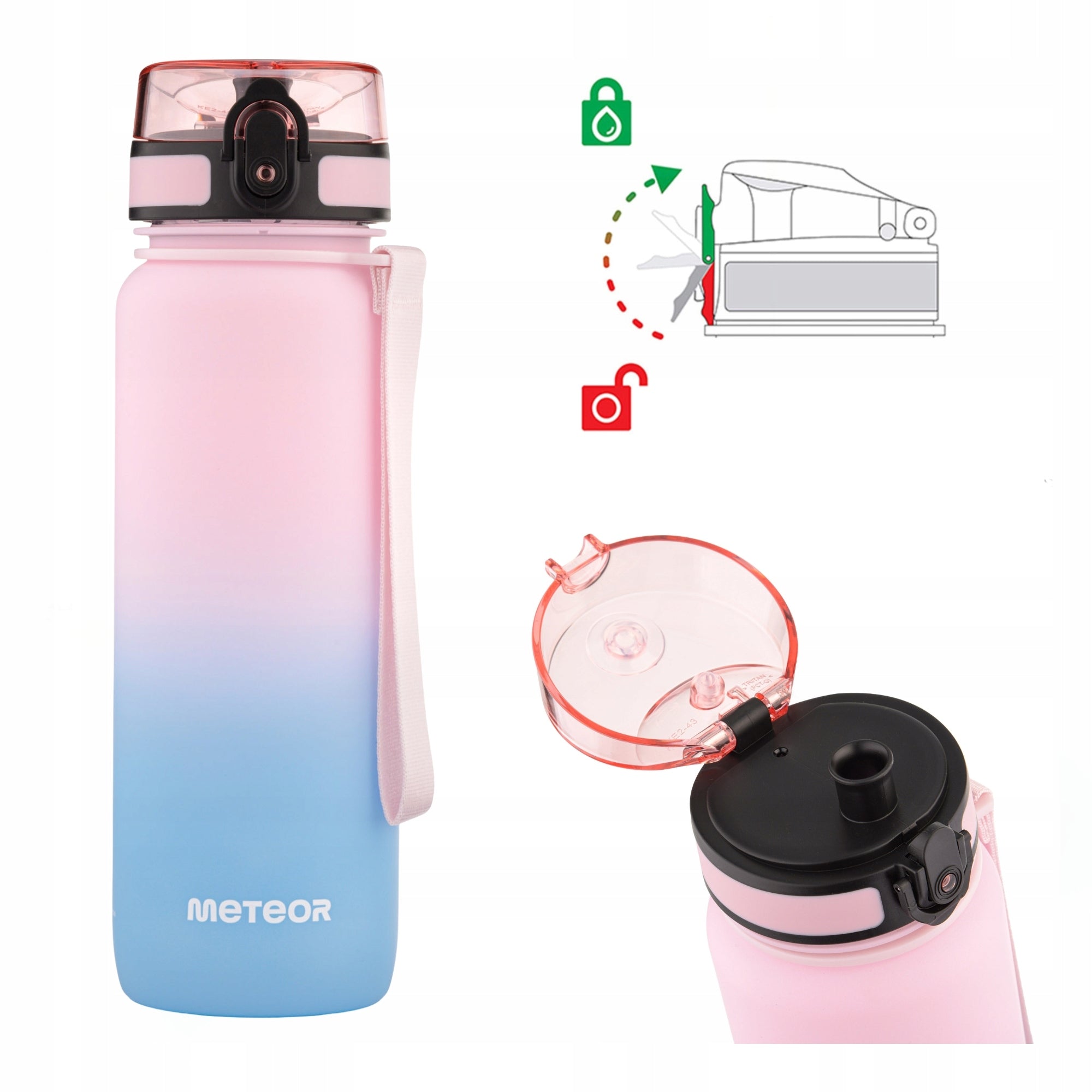 WATER BOTTLE 800ml TRITAN WITH STRAINER MOUTHPIECE HANDLE BPAfree Packaging status original