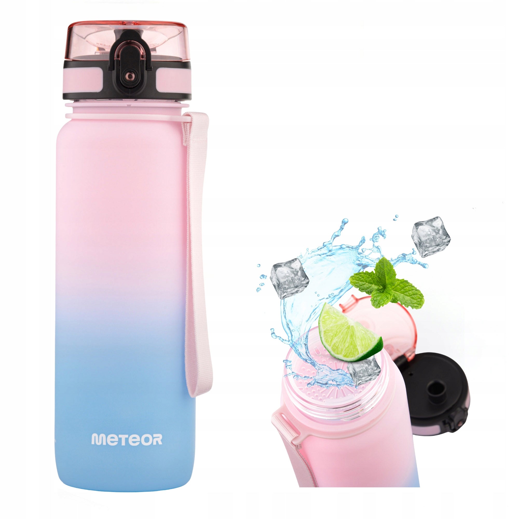 WATER BOTTLE 800ml TRITAN WITH STRAINER MOUTHPIECE HANDLE BPAfree