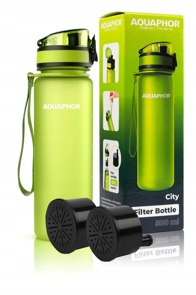 WATER BOTTLE AQUAPHOR CITY BOTTLE GREEN + 2 FILTER CARTRIDGES