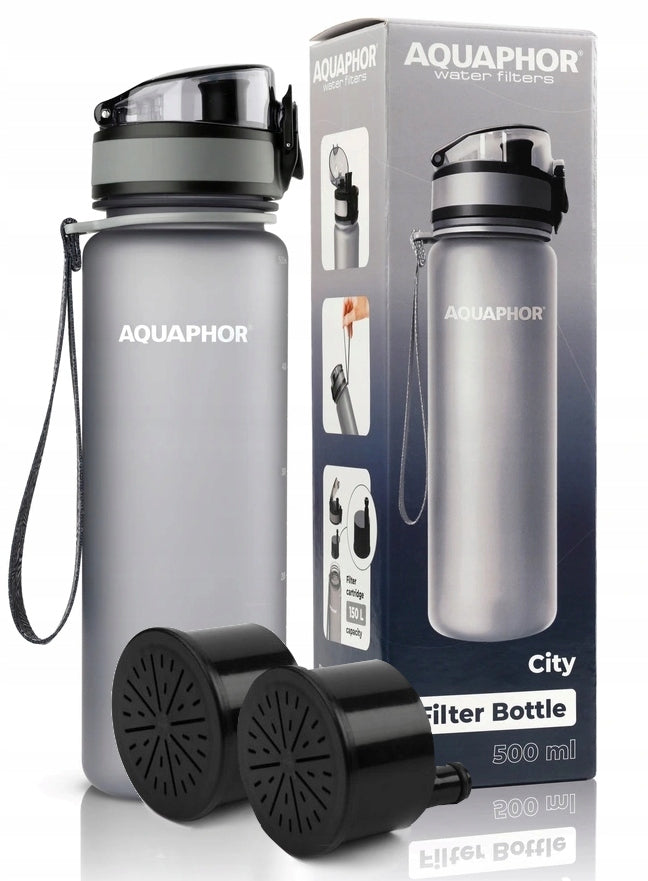 WATER BOTTLE FILTER BOTTLE AQUAPHOR CITY GREY + 2 CARTRIDGES