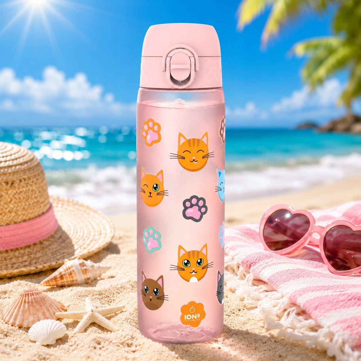 WATER BOTTLE FOR GIRLS FOR TRAINING FUNNY CATS PAWS ION8 0,5 l Packaging status original