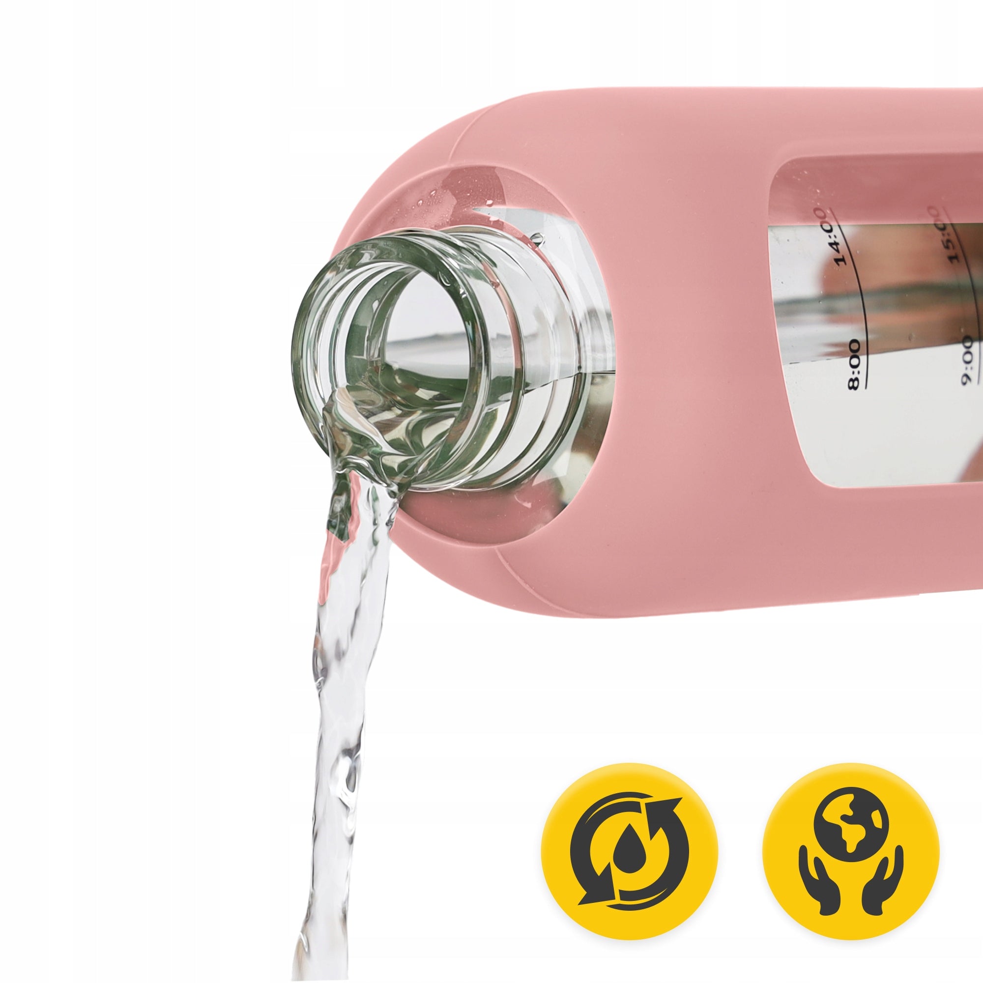 WATER BOTTLE MOTIVATIONAL BOTTLE SEALED SILICONE CASE 750 ML Color pink