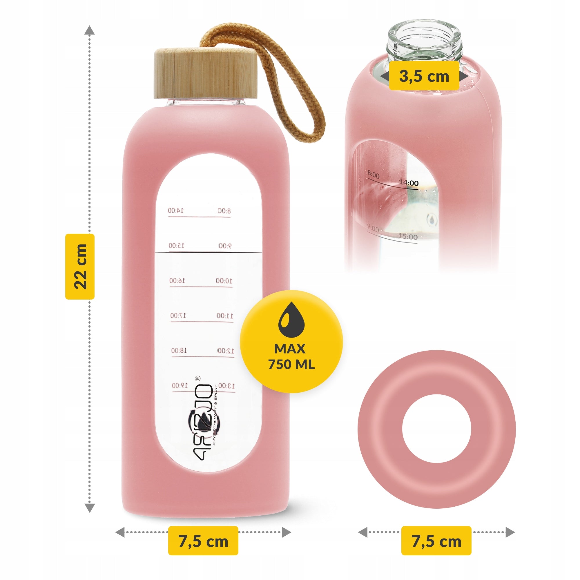 WATER BOTTLE MOTIVATIONAL BOTTLE SEALED SILICONE CASE 750 ML Packaging status original