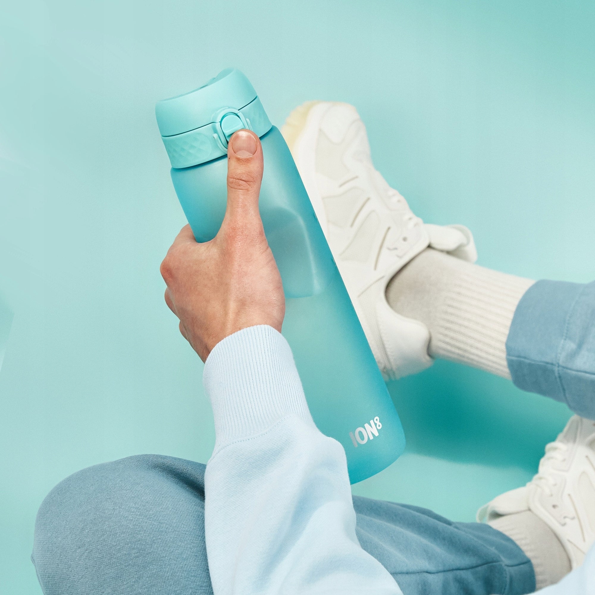 WATER BOTTLE MOTIVATIONAL MEASUREMENT FOR DRINKING WATER MEASURE MOTIVATOR ORIGINAL ION8 1 l Color blue