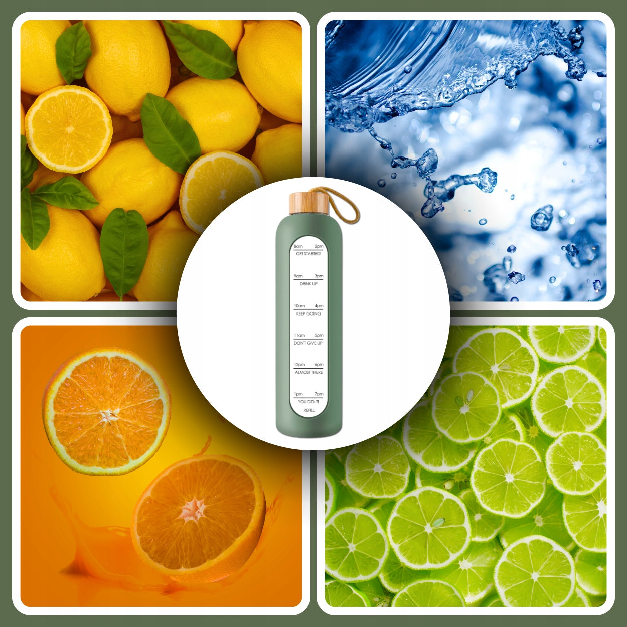 WATER BOTTLE MOTIVATIONAL SPORTS GLASS BOTTLE WITH MEASURING CUP 1L 1000ML Kind bottle