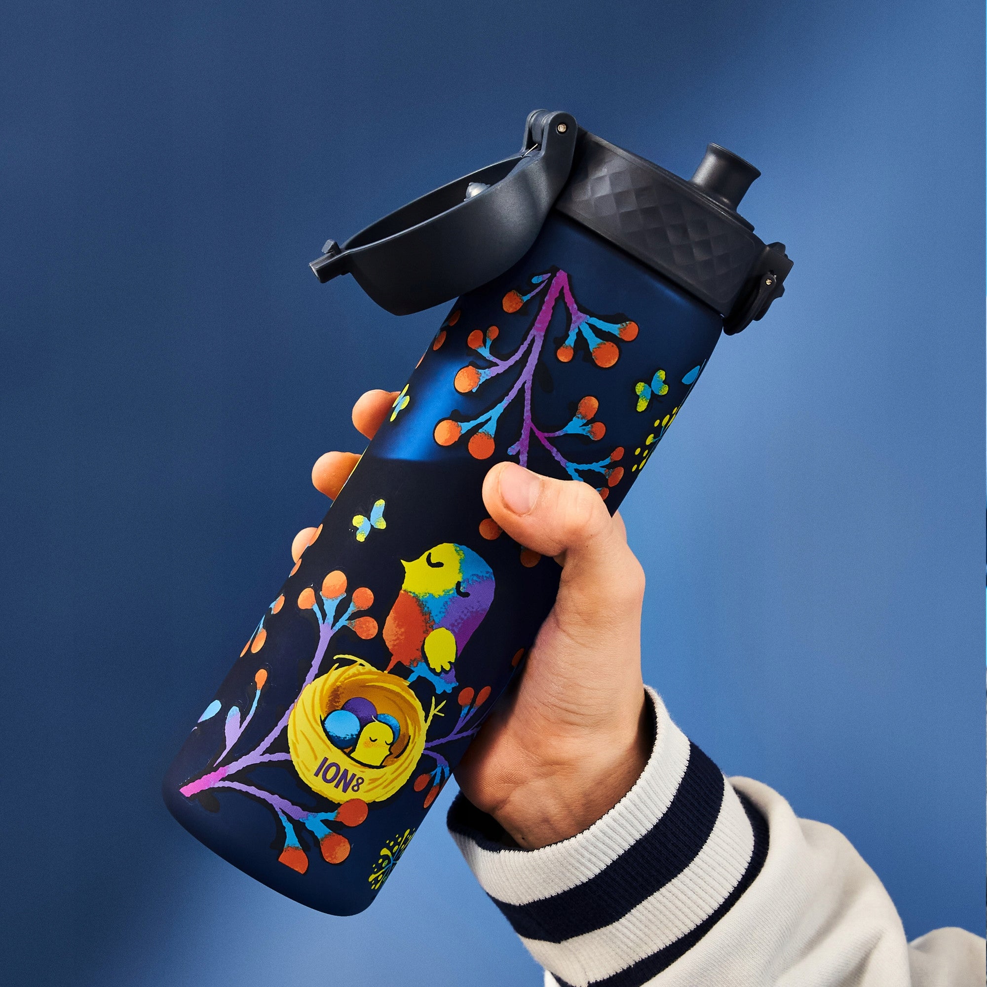 WATER BOTTLE - PZH CERTIFICATE- LIGHT BLUE PARROT BIRDS - ION8 0,5 L 500 ml Packaging status original