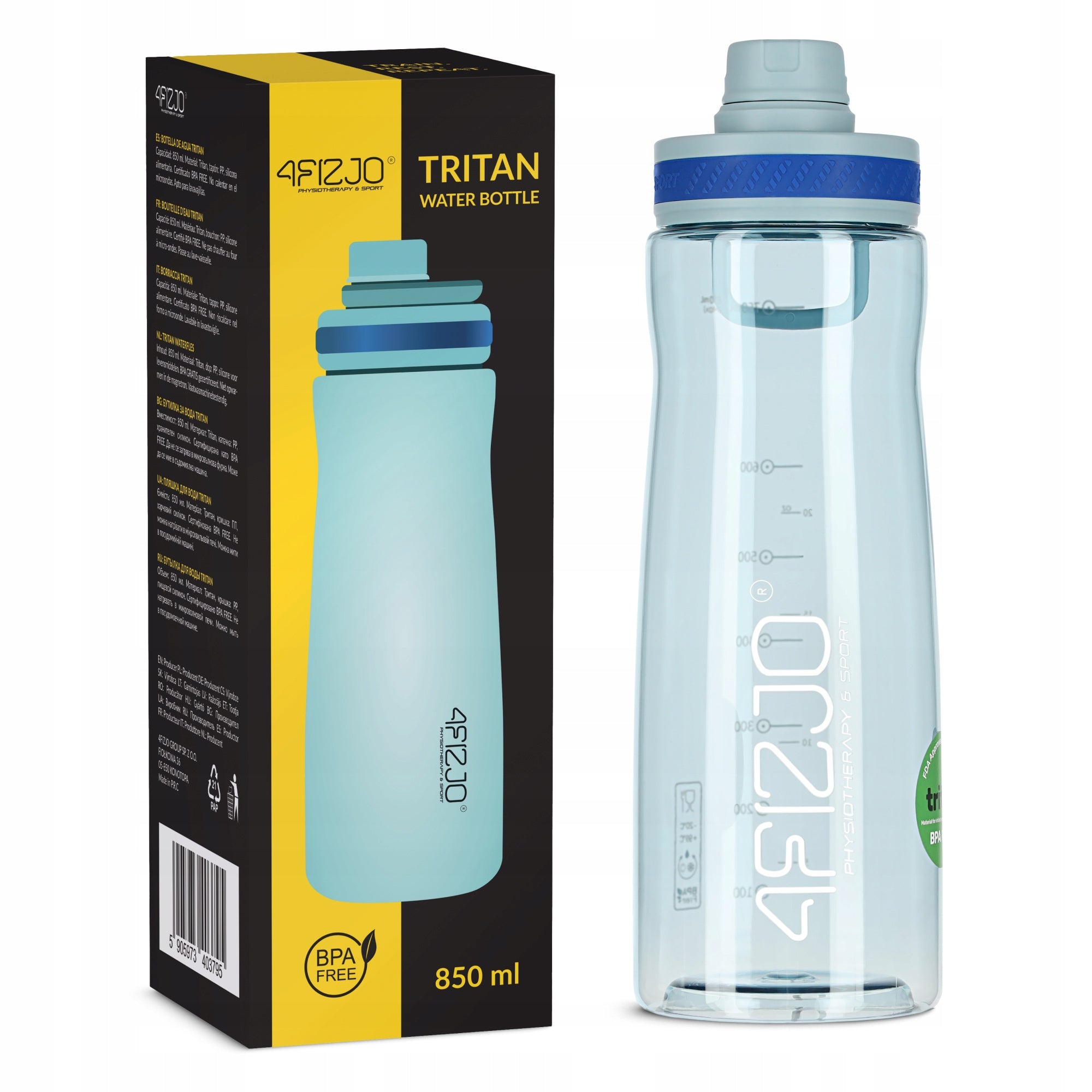 WATER BOTTLE SPORTS MOTIVATIONAL MEASURING CUP WATER BOTTLE TIGHT TRITAN 850 ML