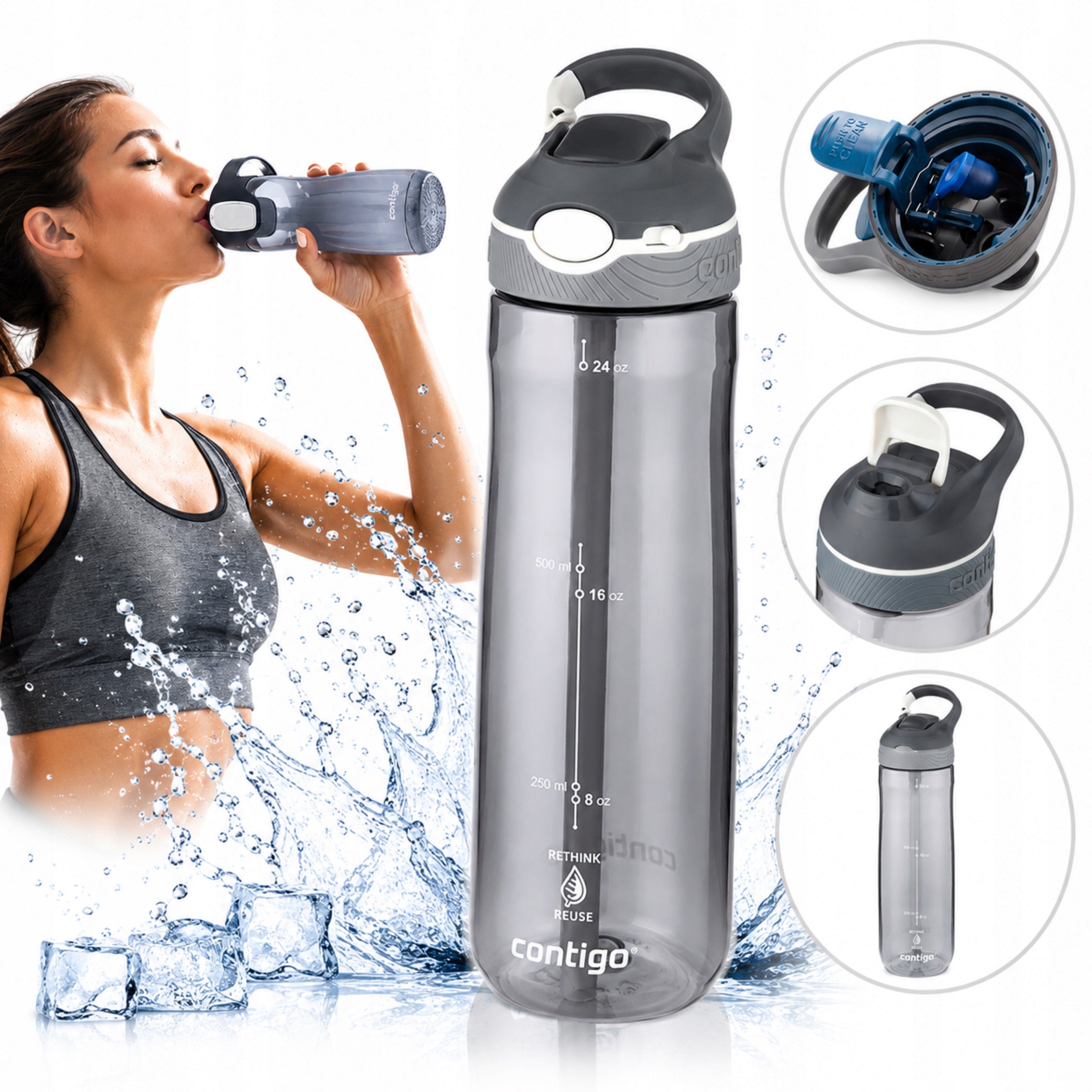 WATER BOTTLE SPORTS SCOOP CONTIGO CORTLAND SEALED 720M