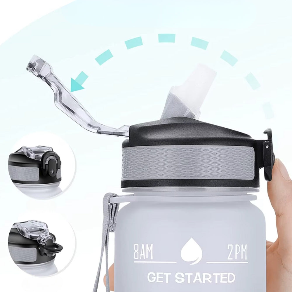 WATER BOTTLE SPORTS WATER BOTTLE WITH MEASURING CUP FITNESS GYM 1L Packaging status original