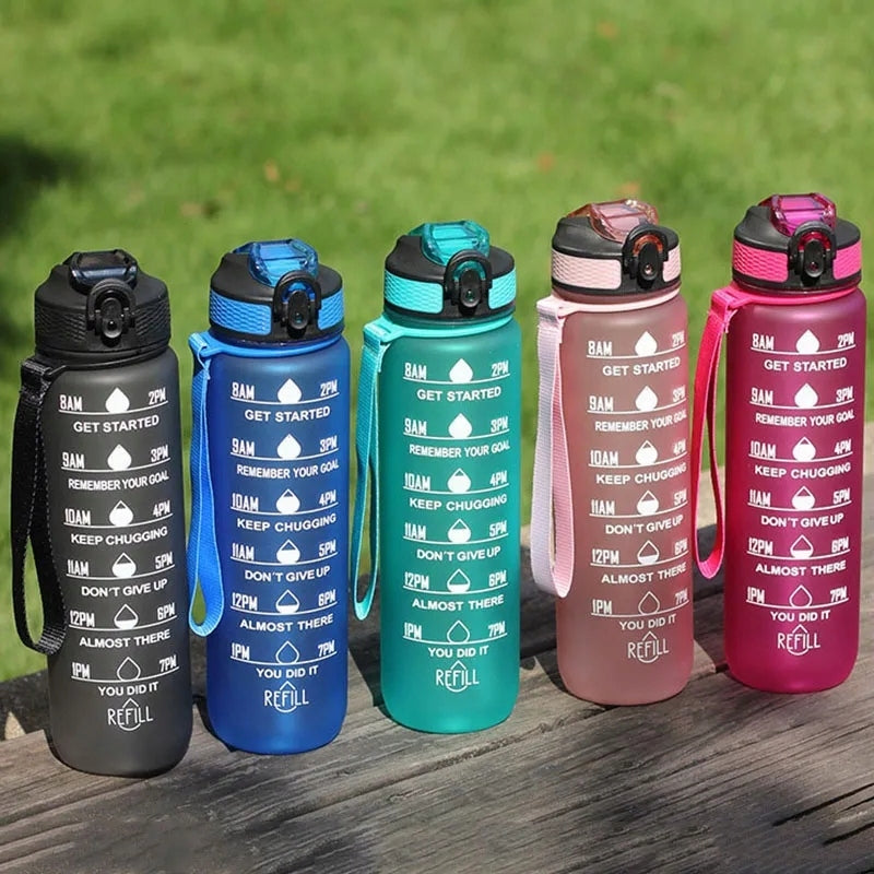 WATER BOTTLE SPORTS WATER BOTTLE WITH MEASURING CUP WITH GRADUATION FOR FITNESS GYMS 1L Brand Hydrate Heroes