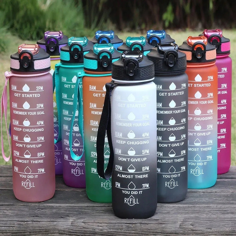 WATER BOTTLE SPORTS WATER BOTTLE WITH MEASURING CUP WITH GRADUATION FOR FITNESS GYMS 1L Packaging status original