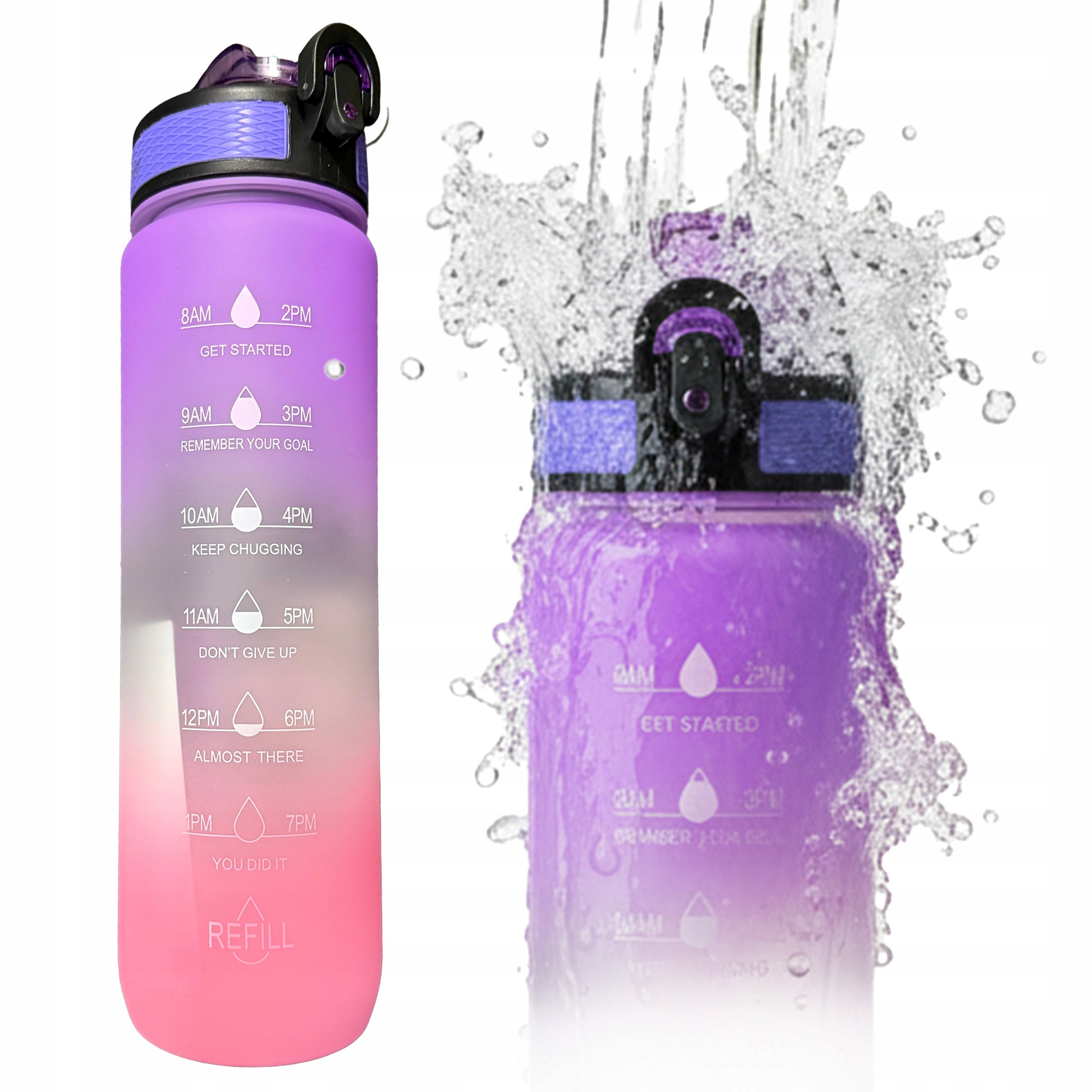 WATER BOTTLE SPORTS WATER BOTTLE WITH STRAW SEALED WITH MEASURING CUP GYM 1000 ML Packaging status original