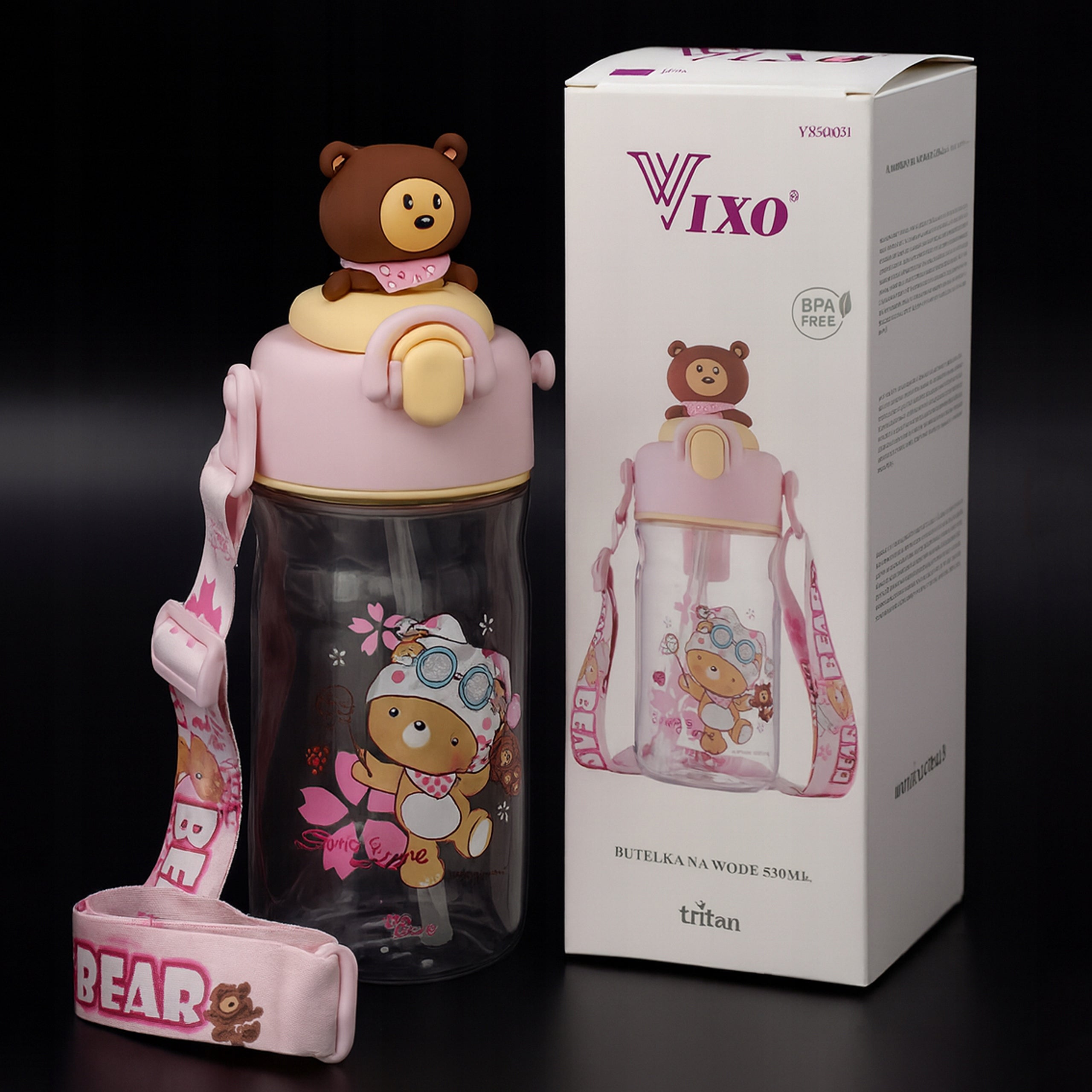 WATER BOTTLE TRITAN BOTTLE CUP BPA FREE 530ML AIRTIGHT WITH STRAW Manufacturer code VX50031M