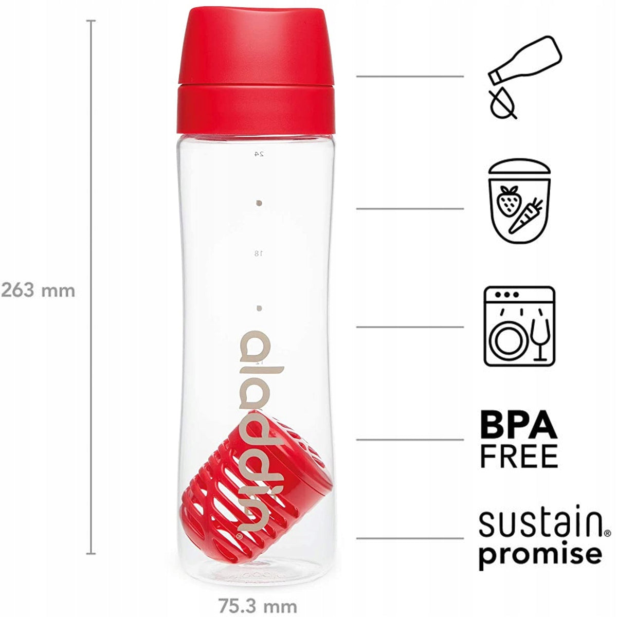 WATER BOTTLE TRITAN BOTTLE WITH FRUIT FILTER ICE 700ml EAN (GTIN) 6939236339339