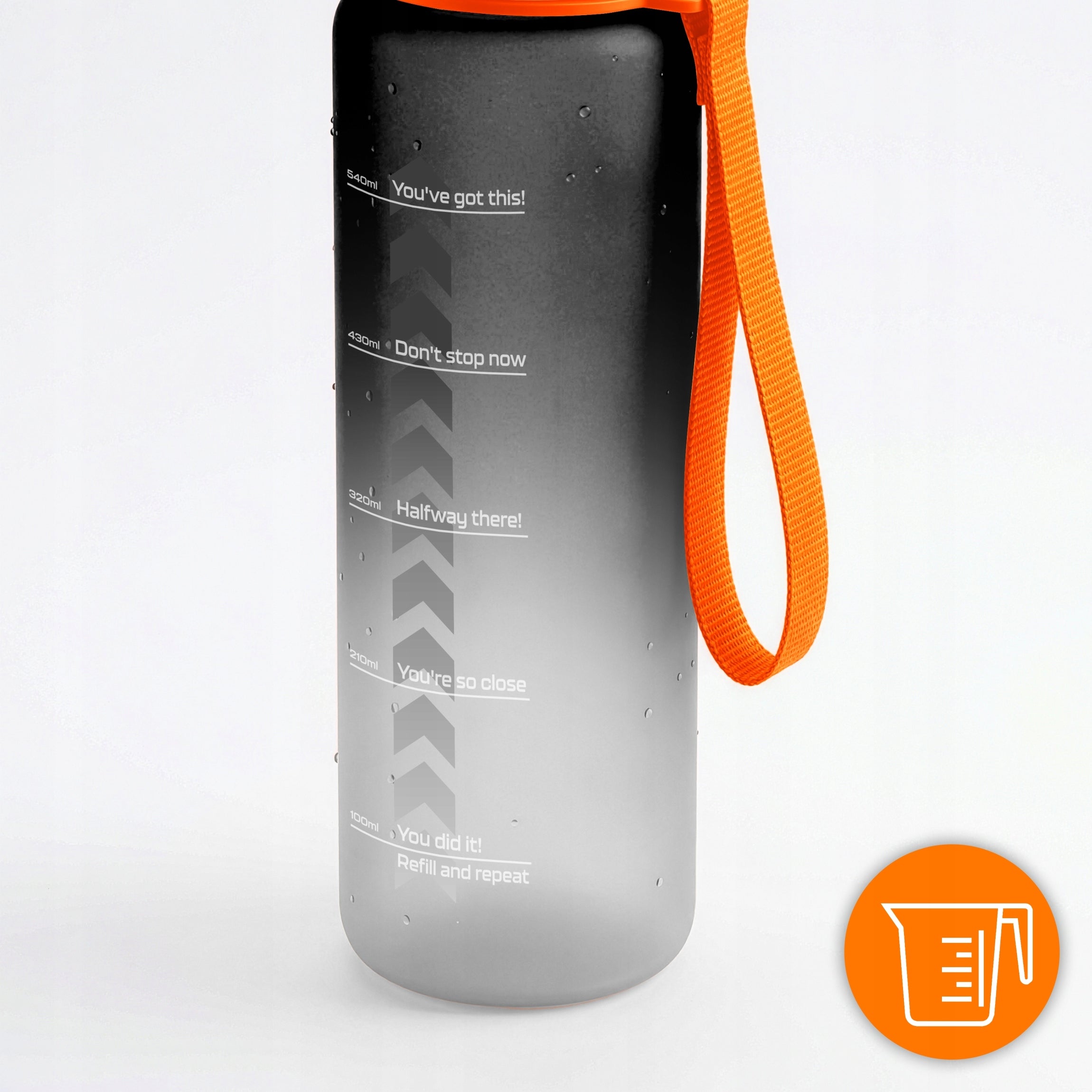 WATER BOTTLE TRITAN SPORTS WATER BOTTLE SEALED MOTIVATIONAL SCOOP 650ML Model HydroFlow - Obsidian Mist