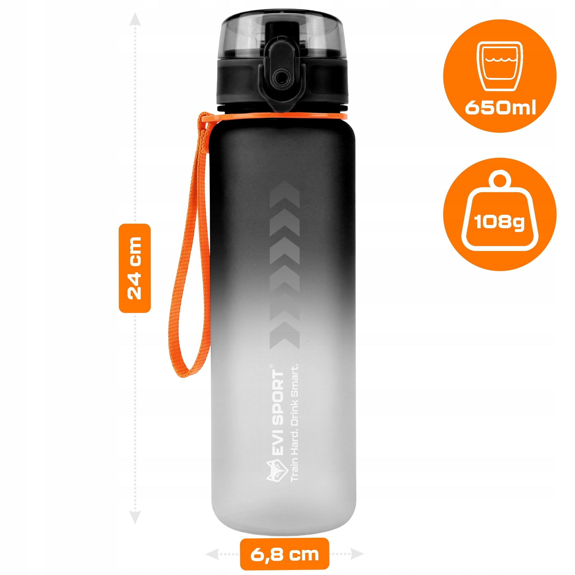 WATER BOTTLE TRITAN SPORTS WATER BOTTLE SEALED MOTIVATIONAL SCOOP 650ML Packaging status original